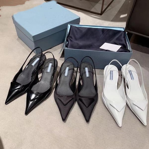 

luxury formal shoes womens designer loafers pointed high heels rubber partition sole with tread texture sole pattern soft lining leather bac, Black