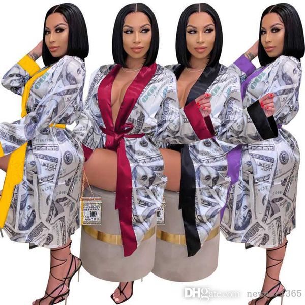 

dresses retail womens sleepwear casual pajamas dress fashion lingeries robes satin us dollar print lace up medium length nightgowns, Black;gray