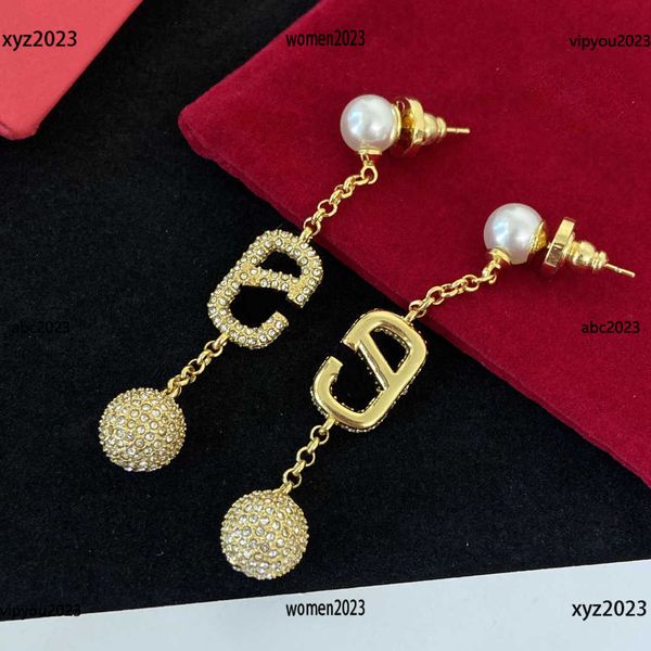 

designer women earrings dangle jewelry fashion diamond inlaid spherical pendant pendant earring #including box, Silver