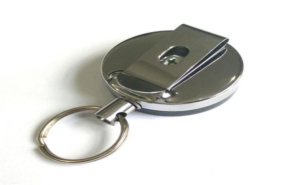 

retractable metal card badge holder steel recoil ring belt clip pull key chain 1opg search pop metal buckle8718308, Silver