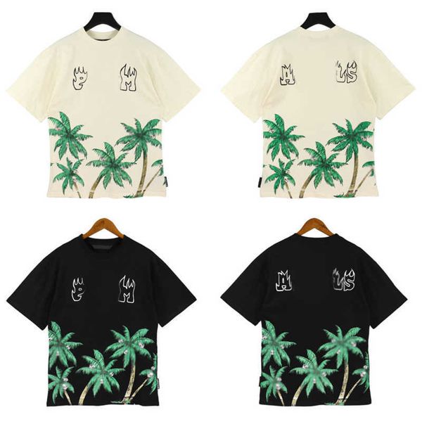 

23s men's t shirts shirt palms palmangel city designer limited inkjet graffiti letter printing women's sailboat short-sleeved casu, White;black