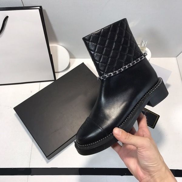 

women luxury designers ankle boots half boots black calfskin quality flat lace up shoes adjustable zipper opening motorcycle boots 01