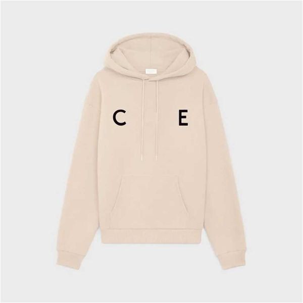 

men hoodies ce sweatshirts pullover designer long sleeve celins letter fashion hooded fleece sweater hoody couple winter autumn casual versa, Black