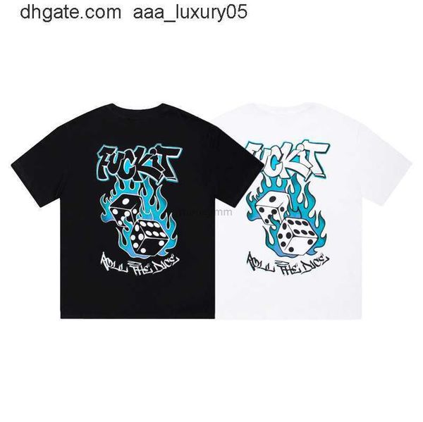 

designer fashion clothing tshirt tees trapstar flame dice hd printed short sleeve american street loose relaxed round neck tshirt luxury cas, White;black