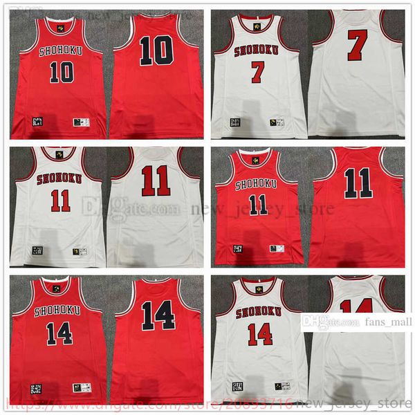 

custom 2023 printed basketball jersey shohoku akagi miyagi sakuragi rukawa mitsui tank role playing tank shirt red white jerseys, Black;red