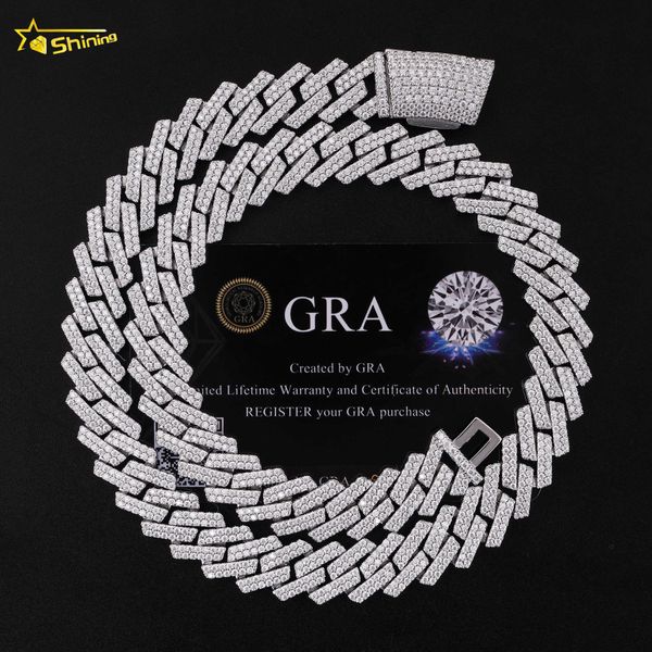 

custom curve box lock ice out diamond mens bracelet necklace 925 sterling silver moissanite cuban chain