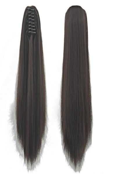 

009 synthetic ponytail long straight hair 16quot22quot clip ponytail hair extension blonde brown ombre hair tail with drawstr4475001, Black