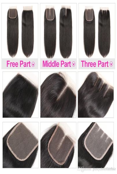 

swiss lace peruvian virgin straight human hair lace frontal closure 44inch middlethree part closures hair piece extensi5928941, Black;brown