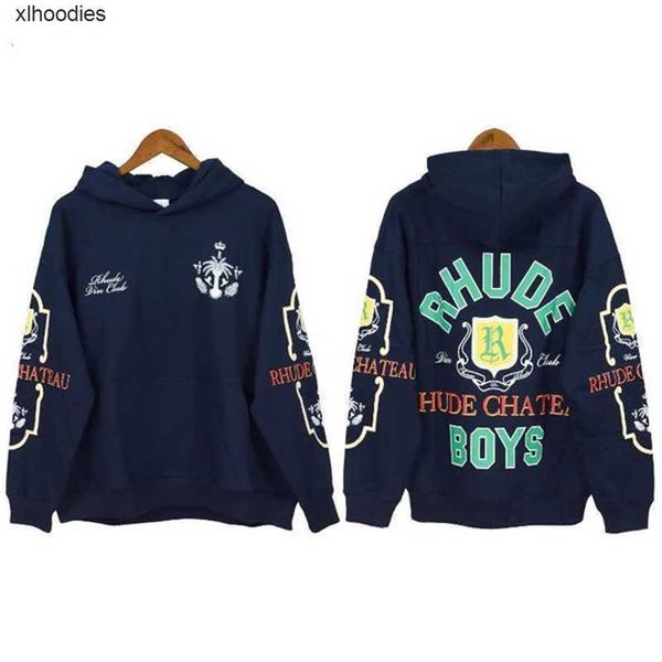 

men's hoodies casual loose hoodie style trend fashion 23ss large lettered printing rhude sweatshirts men women size ue 100 fashion autu, Black