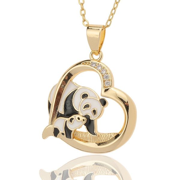 

cute baby panda pendant necklaces exquisite 18k gold plated animal necklace romantic love heart anniversary gifts jewelry, Silver