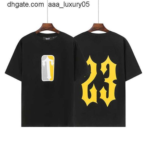 

designer fashion clothing tees tshirt trapstar summer mens tshirt pure cotton fashion brand trend half sleeve loose oblique printing short s, White;black