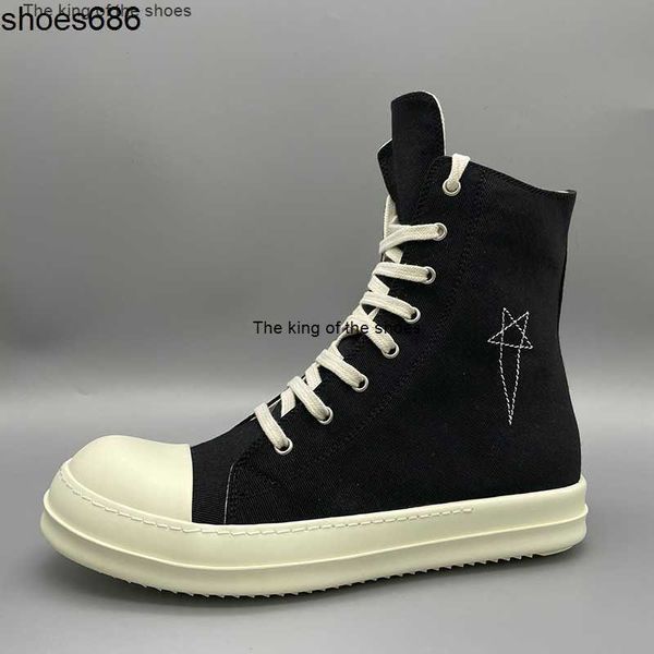 

rick sneakers star embroidery shoes drk lace up high men's casual owens shdw canvas women's shoes ro trainer, Black