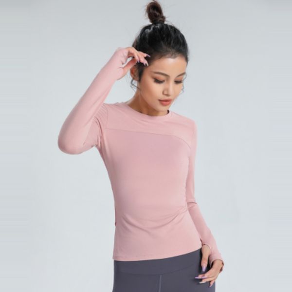 

alos yoga sports long sleeved women's casual breathable quick drying yoga suit in europe and america, lightweight and tight running fit