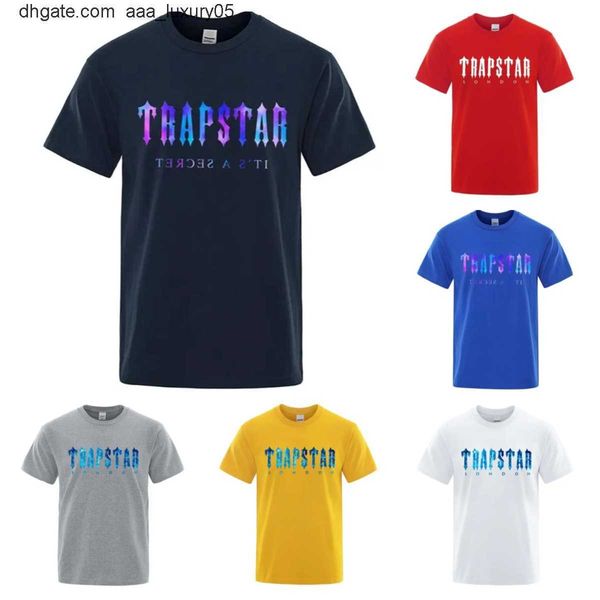 

men's t shirts trapstar london undersea blue printed t-shirt men summer breathable casual short sleeve street oversized cotton brand l4, White;black