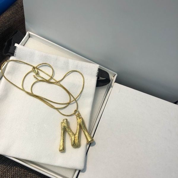 

2023 lovely cute pendant necklaces long gold thin rope capital m letter design women necklace with dust bag and box, Silver