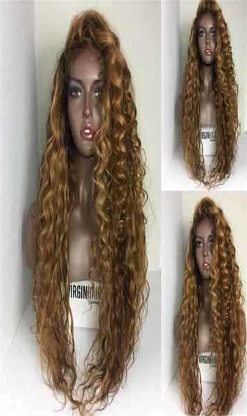 

glueless full lace human hair wigs with baby hair 150 brazilian virgin hair loose wave lace front honey blonde wig for black wome6676840, Black;brown