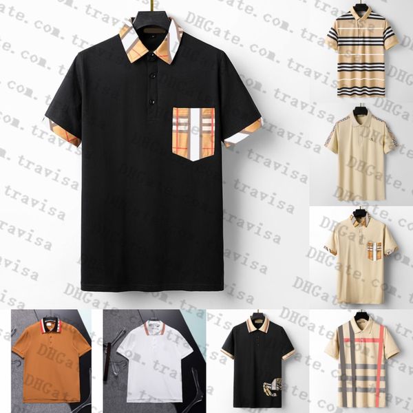 

new designer men's t-shirts fashion casual high-grade 100% cotton breathable wrinkle resistant slim commercial clothing street lapel sh, White;black