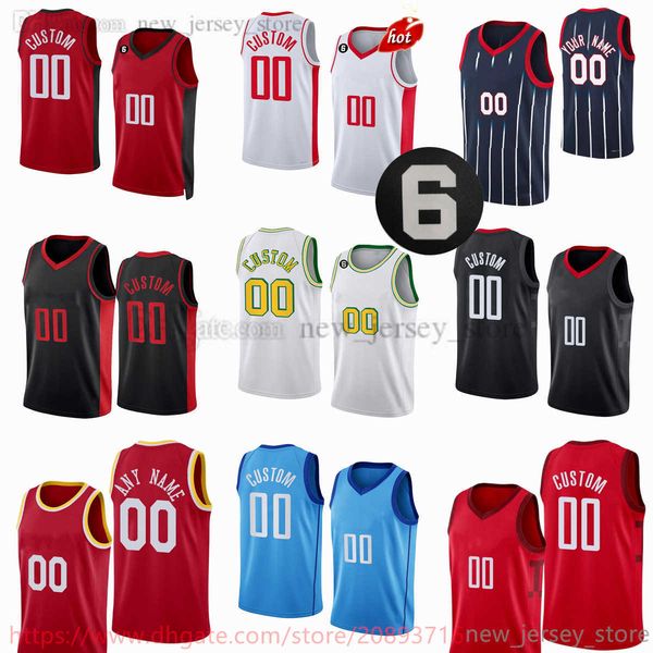 

custom printed new basketball jersey 8 jae'sean tate daishen nix kenyon martin boban marjanovic darius days trevor hudgins frank kamins, Black;red