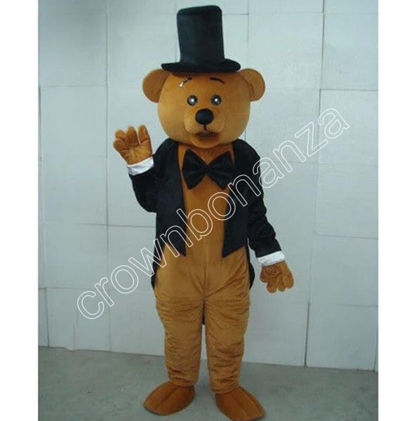 

character gentleman bear mascot costumes cartoon fancy suit for animal theme mascotte carnival costume halloween fancy dress, Red;yellow