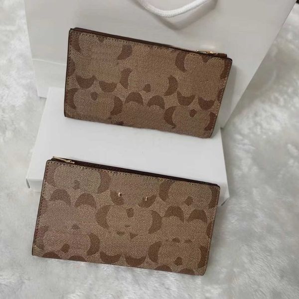 

coacs classic designer wallet built-in zipper coin wallet leather print folding wallet fashion multi-slot card bag size 20*10*2cm, Red;black