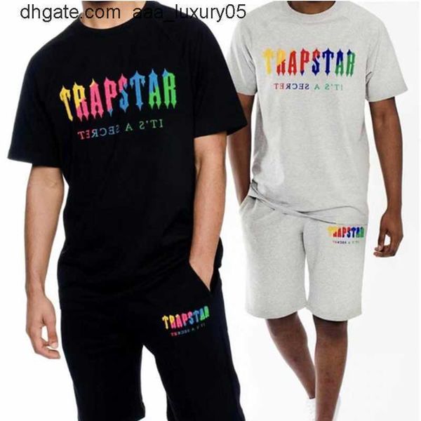 

designer fashion clothing tees tshirt trapstar rainbow towel embroidery sports casual set mens womens short sleeve tshirt shorts casual stre, White;black
