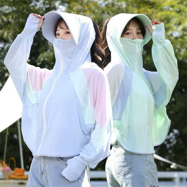 

2023 spring/summer new ice rabbit sun protection clothing for women riding breathable uv couples0yon, Black