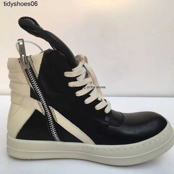 

shoes ro large inverted triangle high rick autumn winter men's women's thick soled leather owens casual boots, Black