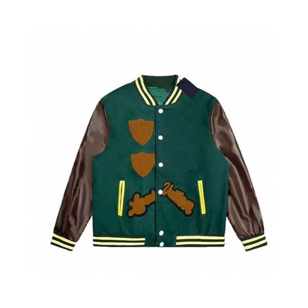 

mens jackets baseball varsity jacket letter stitching embroidery autumn and winter men loose causal outwear coats ji29, Black