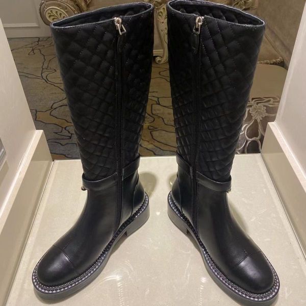 

new luxury women chain high boots diamond round toe black low and over the knee leather shoes ladies martin boot ankle boots 04