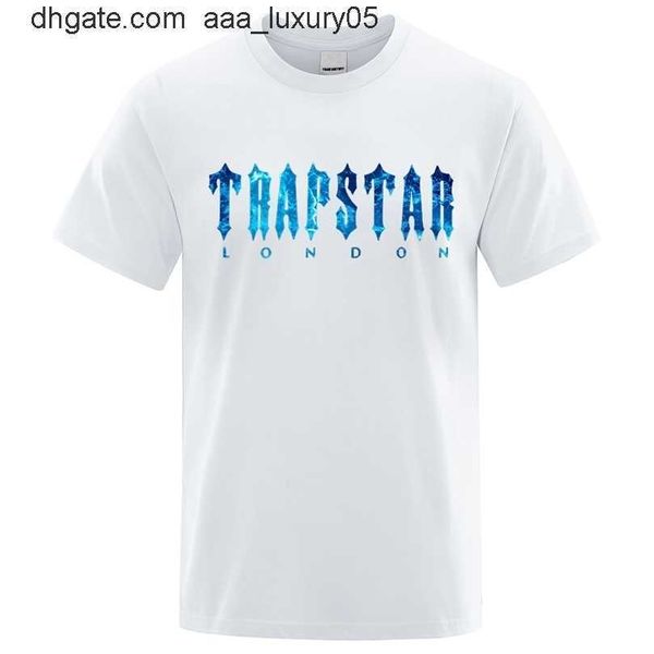 

trapstar london undersea blue printed tshirt men summer breathable casual short sleeve street oversized cotton brand t shirts 220607, White;black