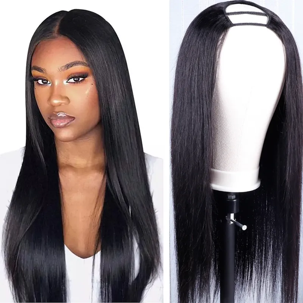 

brazilian straight u part wigs 150% density brazilian human hair wigs, Black;brown