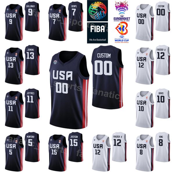 

print basketball us 2023 world cup 4 quinn cook jersey 7 cody demps 6 bell 9 langston galloway 12 michael frazier ii 10 william davis 5 xavi, Black
