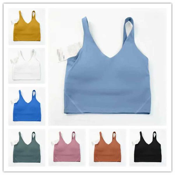 

2023 lu-20 u back yoga align tank gym clothes women casual running nude tight sports bra fitness beautiful underwear vest shirt, Black;white