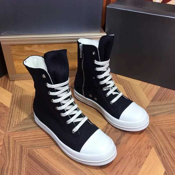 

2023ro man high shoes women canvas sneakers black lace up boots 35-44