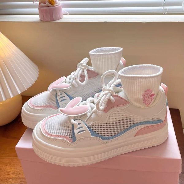 

cute love heart women casual shoes mesh mixed color breathable fashion sneakers platform sports students ladies zapatos, Black