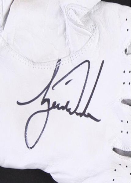 

tiger woods signed autographed signature autograph sheepskin breathable brand golf glove7133901, Black