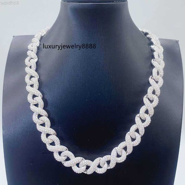 

fine hip hop jewelry necklace 925 sterling silver color hip hop moissanite diamond infinity link chain for men