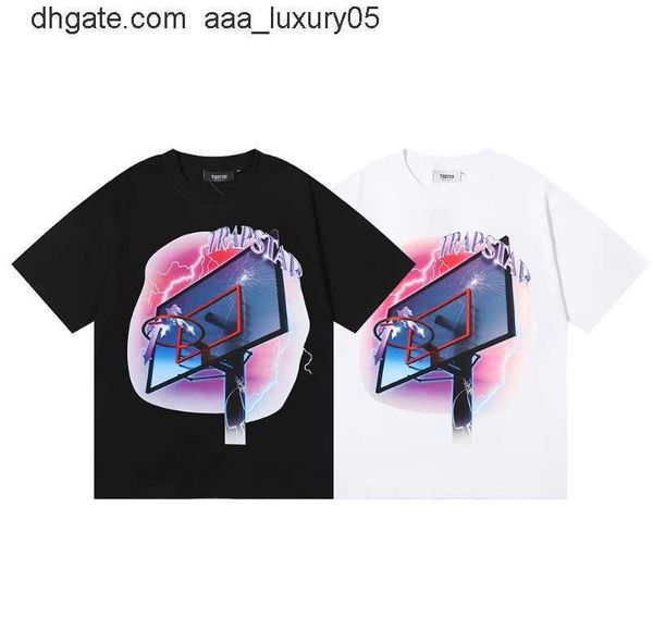 

designer fashion clothing tshirt tees trapstar basketball frame printed tshirt american trend brand casual cotton round neck mens womens loo, White;black