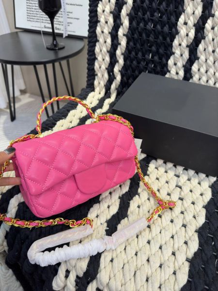 

23s fashion bag metal handle gold-tone chain matelasse shoulder crossbody bags soft luxury sheepskin flap bags classic quilted small square