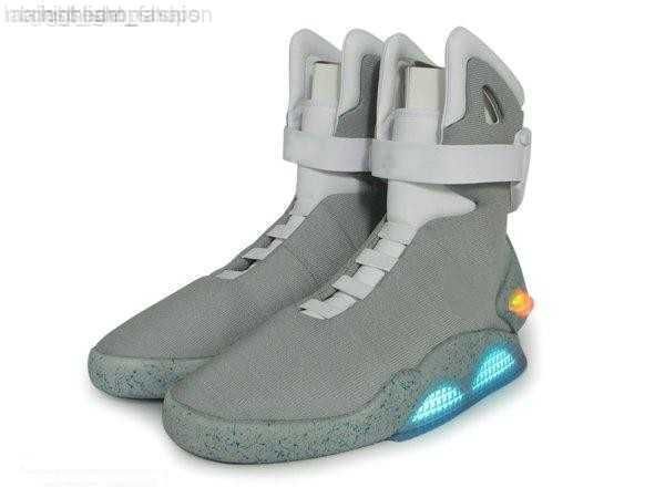 

limited sale automatic laces shoes air mag sneakers marty mcfly's led back to the future glow in the dark gray mcflys man, Black
