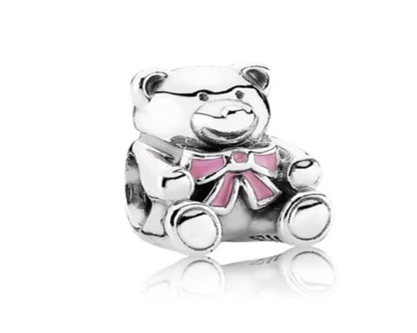 

cute bear with pink paint charm bead fashion women jewelry stunning design european style for diy bracelet bangle6700296, Black