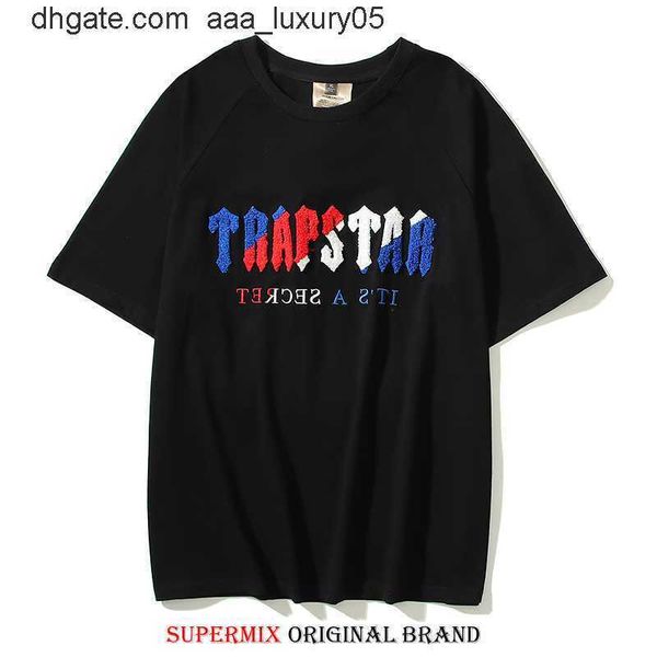 

designer fashion clothing tees tshirt trendy trapstar blue red towel embroidery summer men's women's pure cotton round neck short, White;black