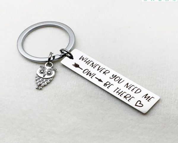 

simple keychain man whenever you need me owl key holder bags letter color zinc alloy key chain7674705, Silver