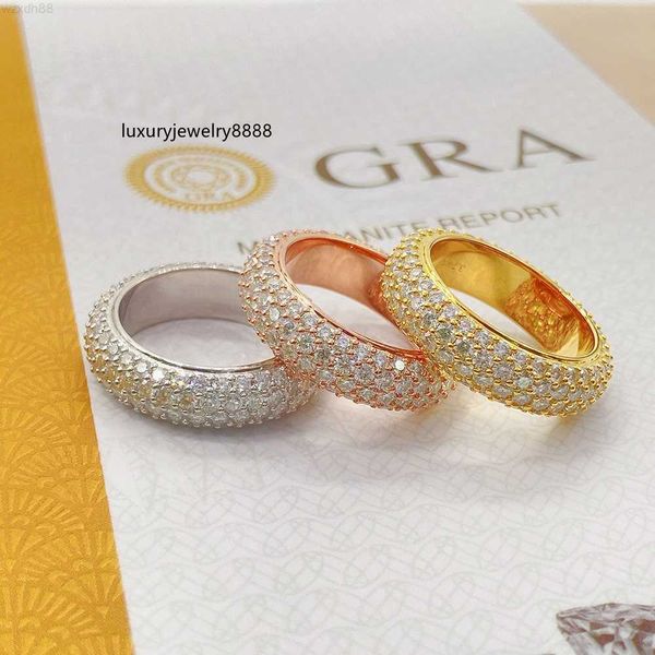 

14k 18k gold plated 4 rows moissanite engagement ring diamond wedding band vvs moissanite men ring, Silver