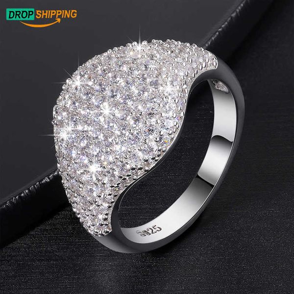 

dropshipping anillos fine jewelry silver moissanite diamond cluster couple wedding ring for women girls