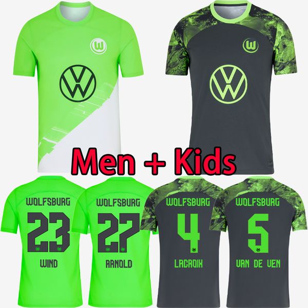

2023 2024 wolfsburg soccer jerseys kids kit retro 2008 2009 lacroix van de ven 23 24 football shirts t 08 09 . nmecha kaminski baku wind ar, Black;yellow