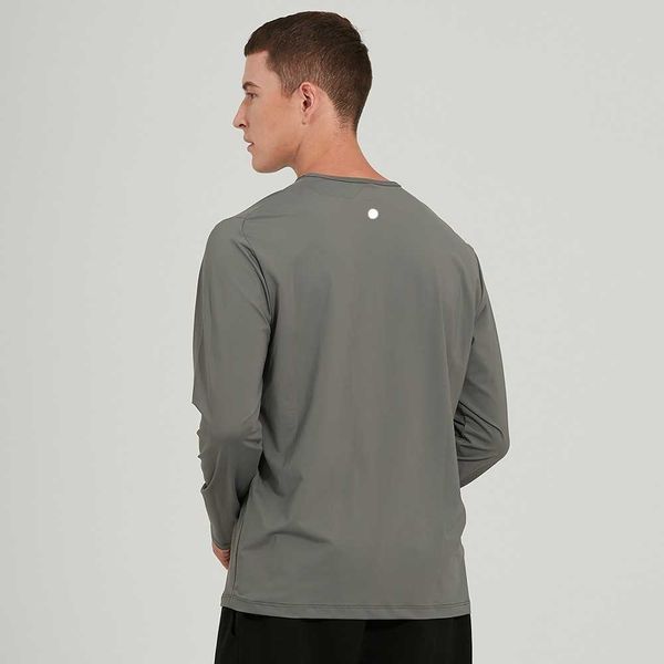 

men's long sleeve t-shirt lulus men solid quick dry fitness workout running casual breathable gym training sport tee, Gray