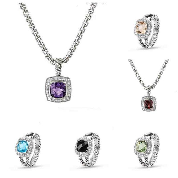 

band rings dy twisted wire designer necklaces set prismatic black ring sets women fashion platinum plated micro diamond trend versatile styl, Silver