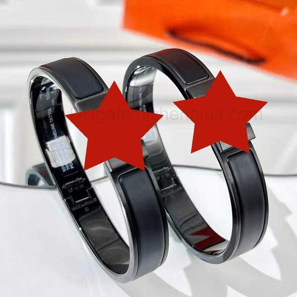 

luxury design her max high version new h family couple bracelet love family enamel fashion brushed matte ebony letter bracelet, Black