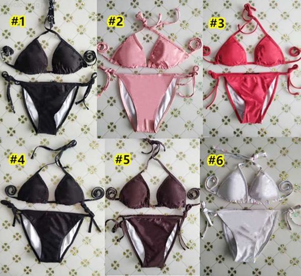 

women 2 piece bikinis bathing suits summer swimsuit swimwear designer swimming wear beach set xl letter print camikini 3369-8, White;black